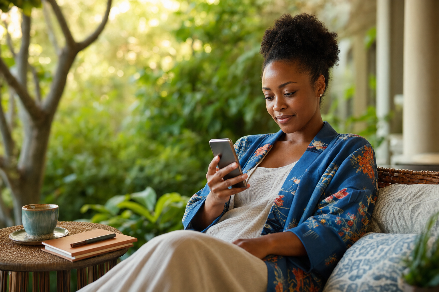 A person continuing a wellness path on a phone